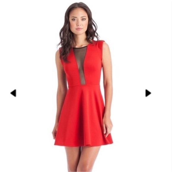 Guess red scuba dress with mesh inserts size xs - Picture 1 of 7